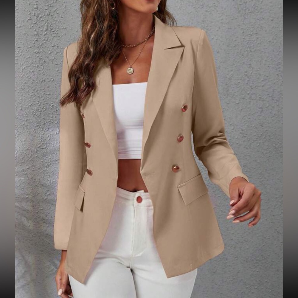 Luxe double breasted lapel collar blazer jacket